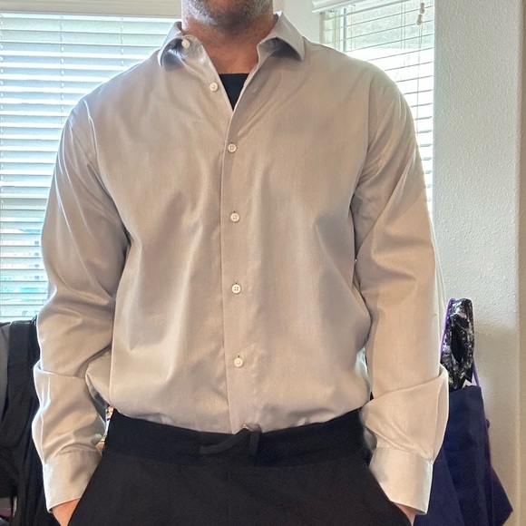 Men’s long sleeve button up Kenneth Cole Large/34/35 17 grey dress shirt - Picture 13 of 15